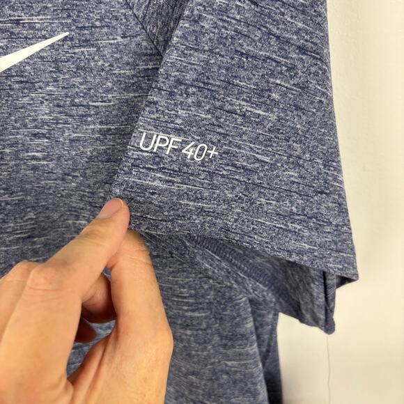 Nike Swim NEW Short Sleeve T Shirt UPF 40 heather blue Medium dri-fit hybrid - Picture 4 of 8